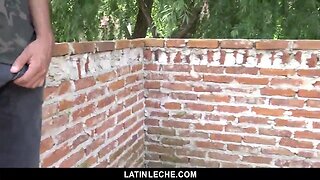 Latinmilk nice twink swallows loads of jizz in the jungle