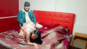 stepson comes to fuck, we do it carefully while the cuckold rests in the same bed