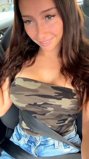Camo bikini top, car ride