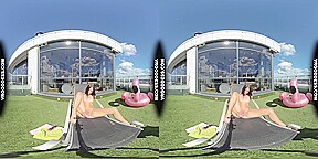 Hot Teen Roaslina Naked Sunbathing Bubbles Dildo Orgasm
