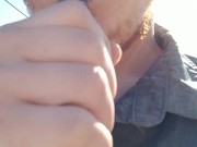 Sucking a big black tip in public