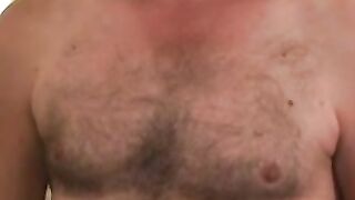 Old amateur with mustache masturbates his limp dick and cums