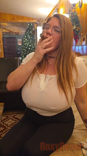 Woman smoking a cigar
