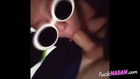 Cuck's Girl Gags on Tow Truck Driver's Cock