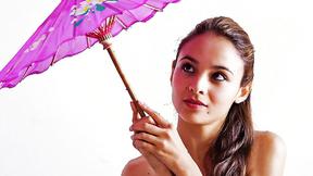 ”Fedra toying her cunt with a purple parasol”