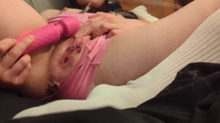 Desperate College Girl Finds Vibrator In Best Friend's Bed - Squirts Through Shorts And On Socks!!