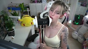 Cute GF with braces gives ear-licking ASMR