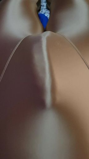 Shiny satin spandex bulge grind