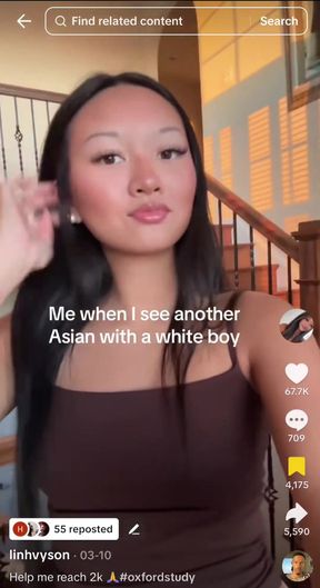 Hilarious wmaf asian couple makes fun of each other