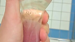 Kinky big cock bottle fucking with cum in water spurting