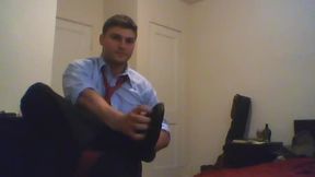 American Model Tylor Shows Off His Feet in Dress Socks