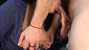 he gets horny with my tits until he cums on them. we ate the cum. full video.