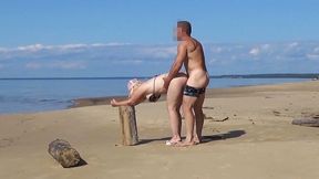 Curvy milf gets a wild seaside fuck