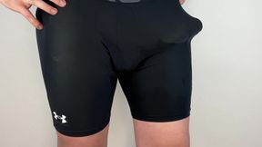 Huge Cock Hands Free Anal Vibrator Cumshot In Tight Pants