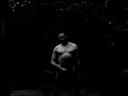 Getting Naked Outside on the Patio and Playing with my Dick (B&W)