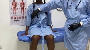 She goes to the doctor to change her prostheses and the doctor puts his cock in her