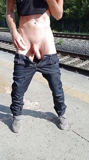 Masturbating at the train station