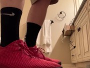 Nike black and white elite socks with red air Jordan’s