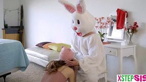 Petite Stepsister Finds Easter Surprise on Bunny's Cock