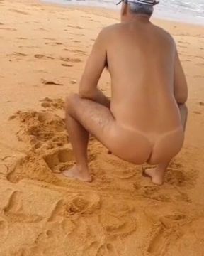 Ladysilva Naked on the Beach Showing off Her Sexy Tan Butt with a Sexy Tan Line