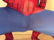 WANKING in my New SPIDER-MAN Outfit ** Rock HARD COCK & Super HORNY **