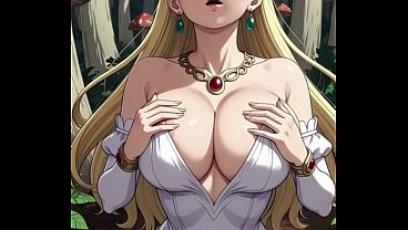 Princess Peach topless in a mushroom forest (Ai animation)