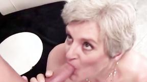 ”Big Boobed Gilf Gives Her Unshaved Muff For Fucking”