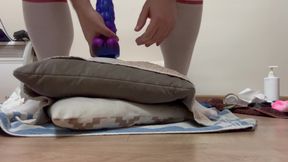 Riding big dildo