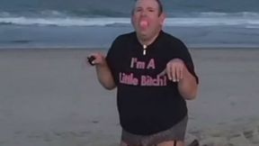 Sissy Bitch Gets Shocked in the Balls on the Beach - Part 1