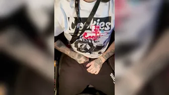 Solo daddy strokes his big hard cock in public parking lot