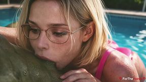 an orc saw a busty blonde by the student dorm pool...he fucked her big ass so hard with his huge cock that bitch s glasses fogged up!! [ai]