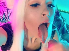 Euro glam facial loving babes POV blowjob action at home