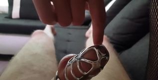 Fuck him while he's in chastity!