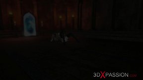 3d sexy dickgirl satanic witch fucks a young brunette the dark castle