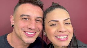 KISS WITH A BEAUTIFUL BRUNETTE WITH BRACES ON HER TEETH - NEW TOP GIRL - NEW MR DEC 2024 - CLIP 1