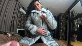 fur obsession continues pov – bare hands handjob, deepthroat and cum on my coat