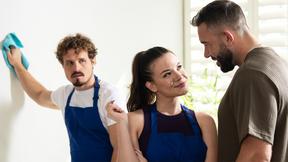 ”Cuck hubby watches his big boobs MILF housewife fuck huge cock client”