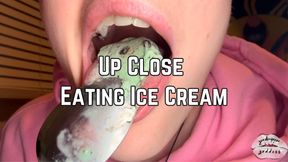 Eating Ice Cream Extremely Close Up