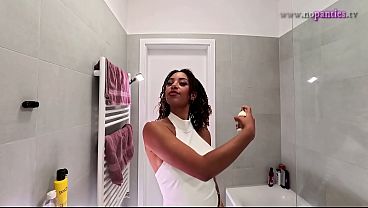 Shiny Latex Mini Skirt Can't Conceal Girl's Natural Beauty