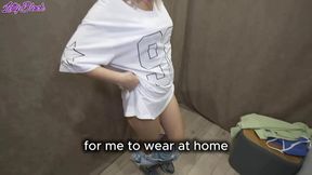 Letty Black blows and fucks her customer in a fitting room POV