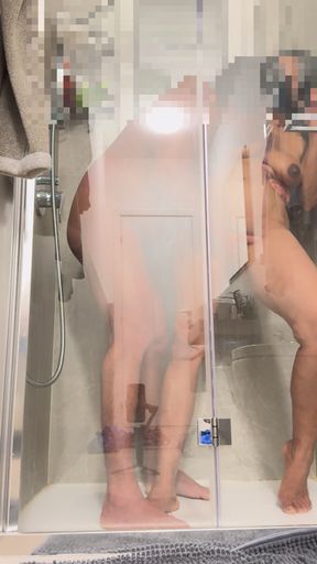 Nude hot shower with my wife
