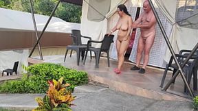 Nudist camp hookup leads to hot outdoor sex