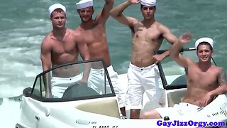 Semen loving sailor studs unloading bukkake
