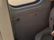 Caressing cock in the train toilet