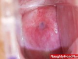 Naughty, red haired mature nurse is playing in the office with her insatiable, hairy pussy