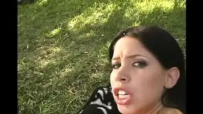 A sexy brunette for a big hard cock outdoor