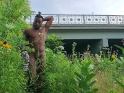 KennieJai jerks off by the river and gets caught