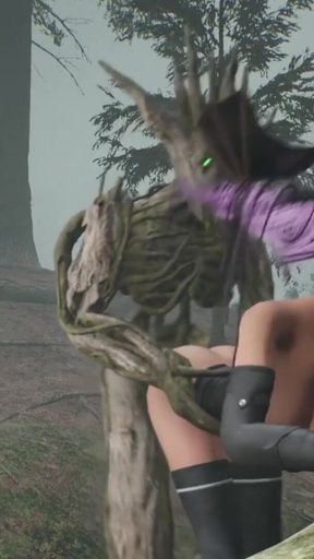 Tree monster fucks witch