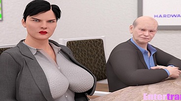 Big booty futa secretary fucks her boss to keep her Job.