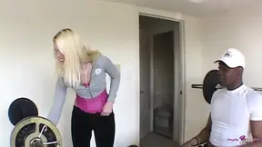 Small Tits Naughty Jessica Jammer Distracts Her BBC Boyfriend From Doing Weightlifting in His Gym